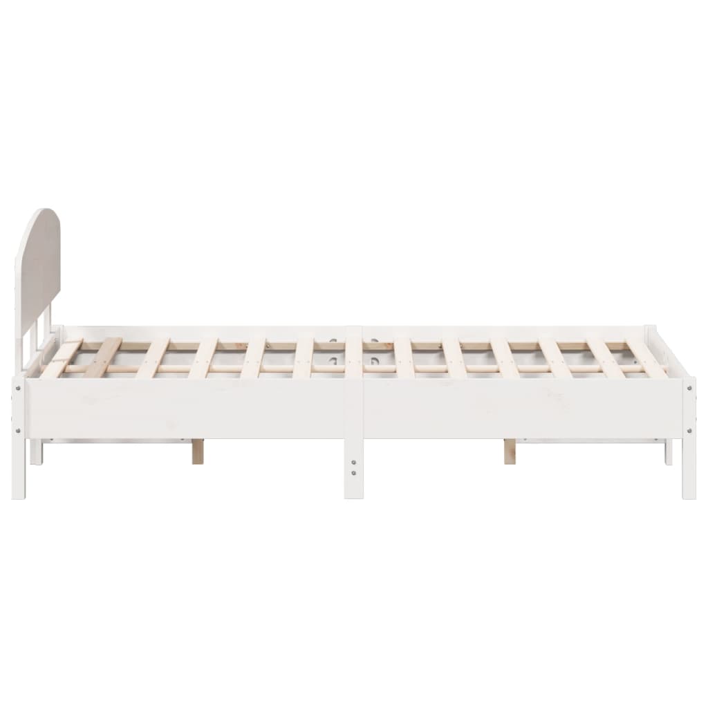 Estrutura de cama com cabeceira 140x200 cm pinho maciço branco