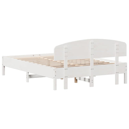 Estrutura de cama com cabeceira 140x200 cm pinho maciço branco