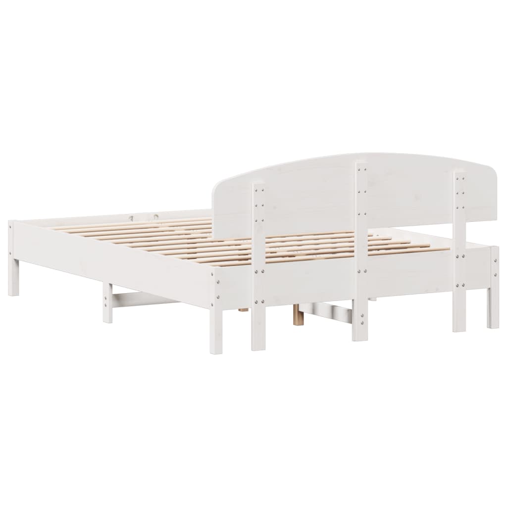 Estrutura de cama com cabeceira 120x200 cm pinho maciço branco