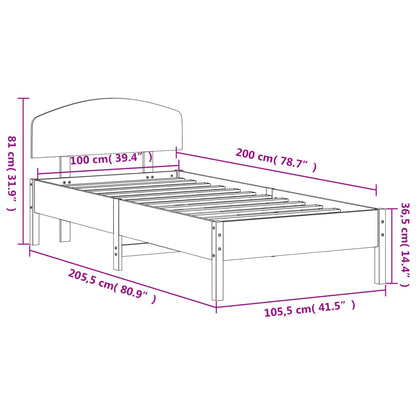 Estrutura de cama com cabeceira 100x200cm pinho maciço