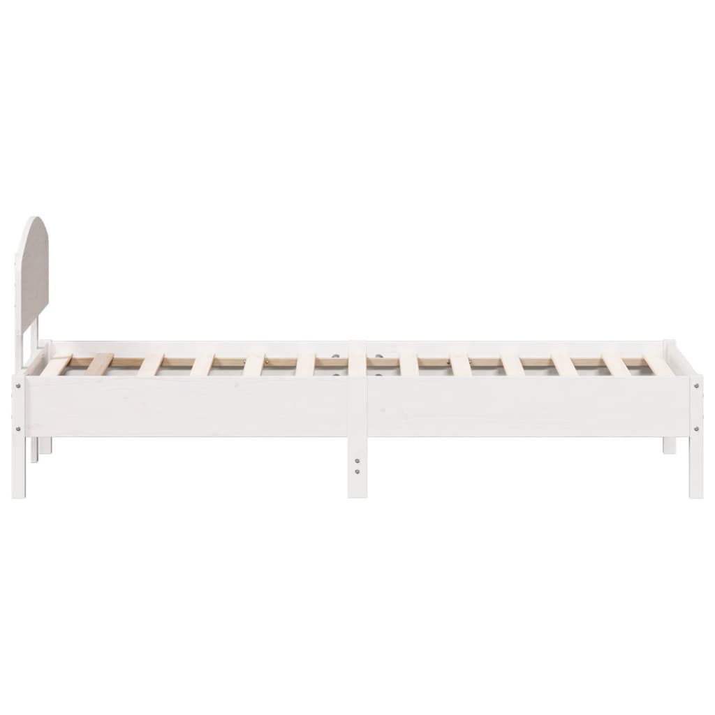 Estrutura de cama com cabeceira 100x200cm pinho maciço branco