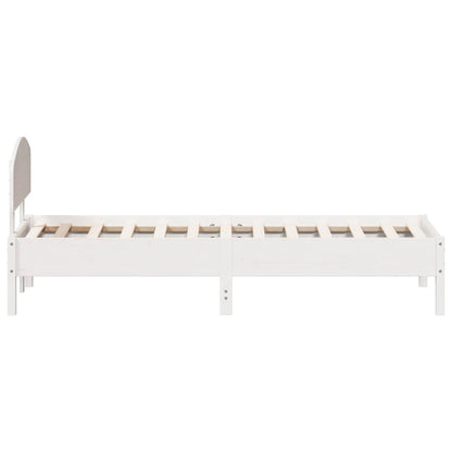 Estrutura de cama com cabeceira 100x200cm pinho maciço branco