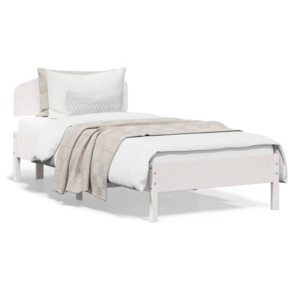 Estrutura de cama com cabeceira 100x200cm pinho maciço branco