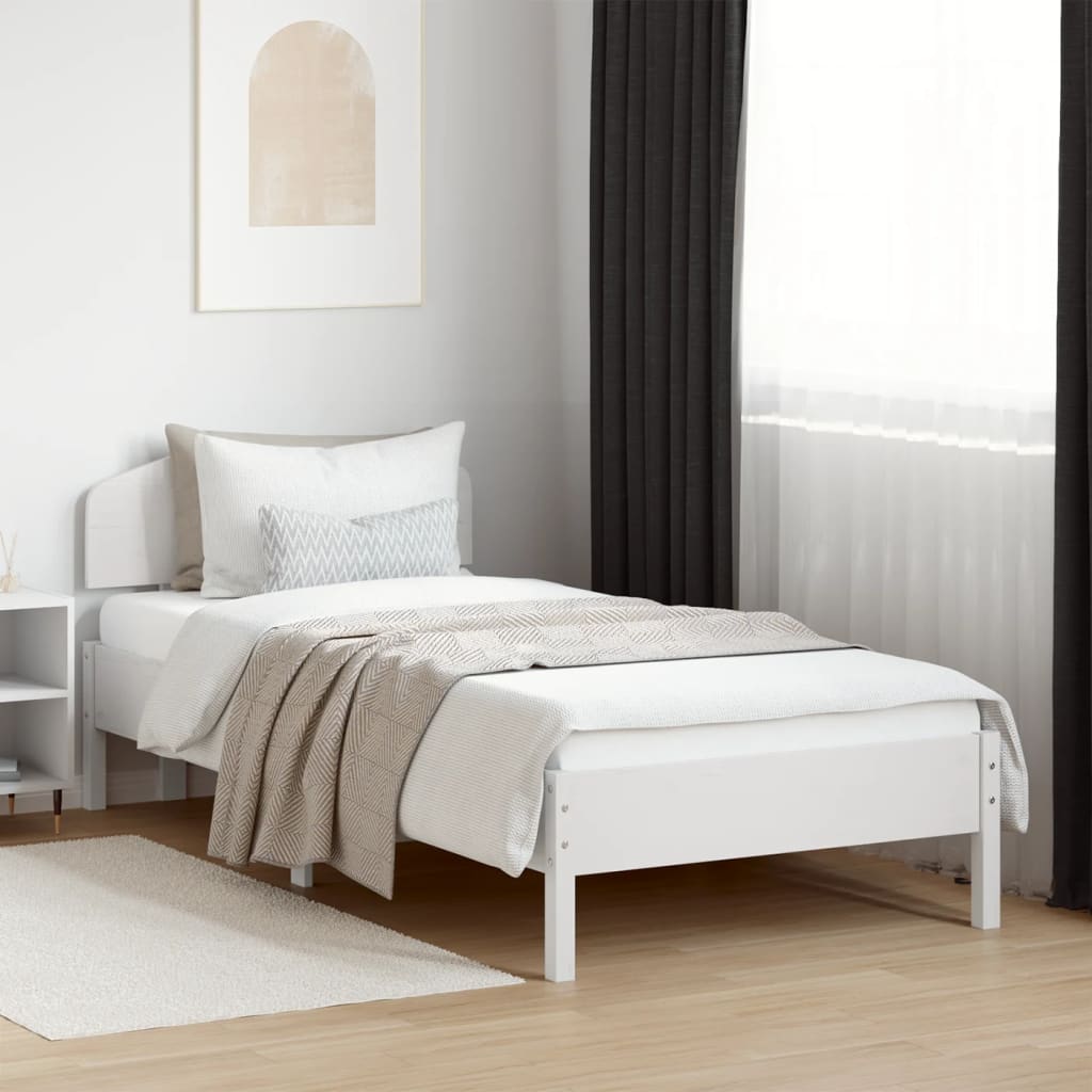 Estrutura de cama com cabeceira 90x200 cm pinho maciço branco