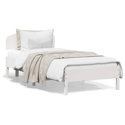 Estrutura de cama com cabeceira 90x200 cm pinho maciço branco