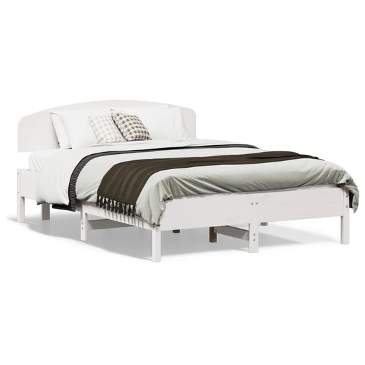 Estrutura cama c/ cabeceira 140x190 cm pinho maciço branco