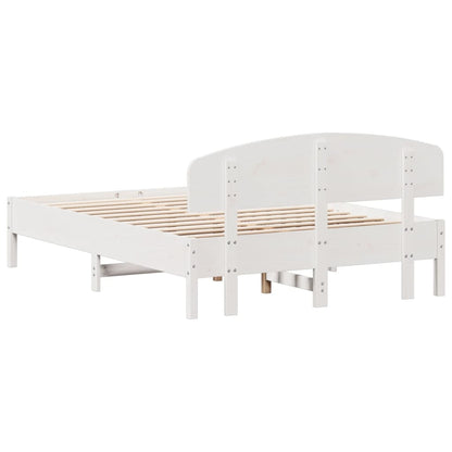 Estrutura cama c/ cabeceira 135x190 cm pinho maciço branco