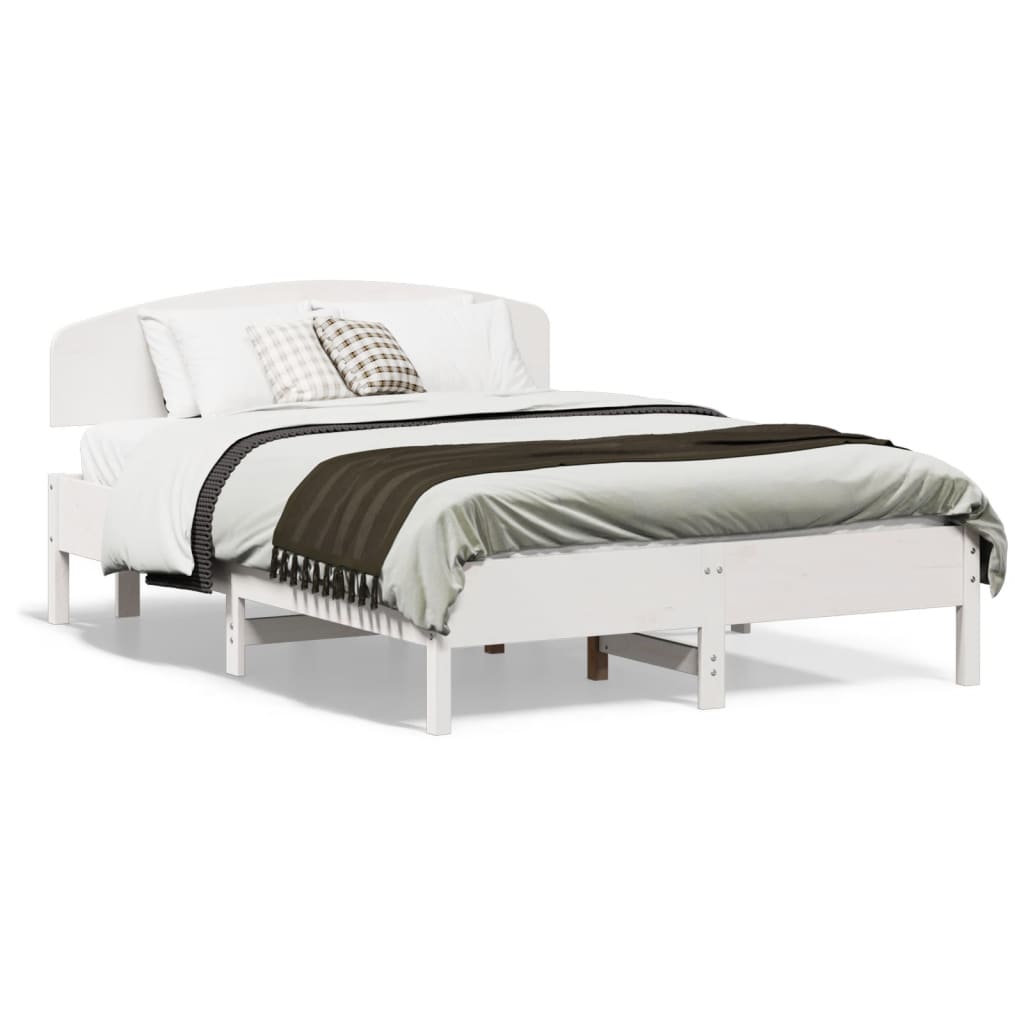 Estrutura cama c/ cabeceira 135x190 cm pinho maciço branco