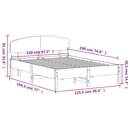 Estrutura cama c/ cabeceira 120x190 cm pinho maciço