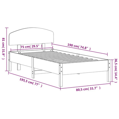 Estrutura cama c/ cabeceira 75x190 cm pinho maciço