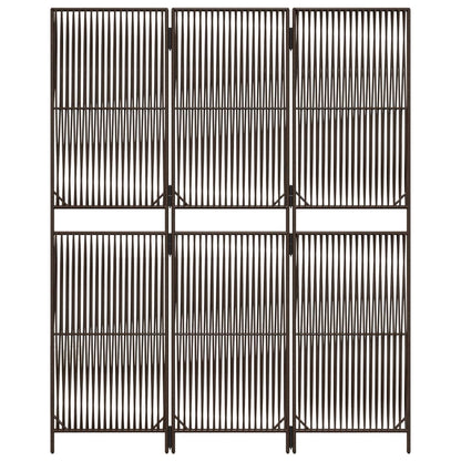 Biombo de divisão 3 painéis vime PE castanho