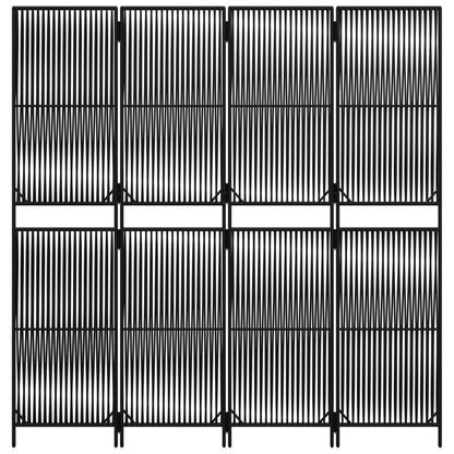 Biombo de divisão 4 painéis vime PE preto