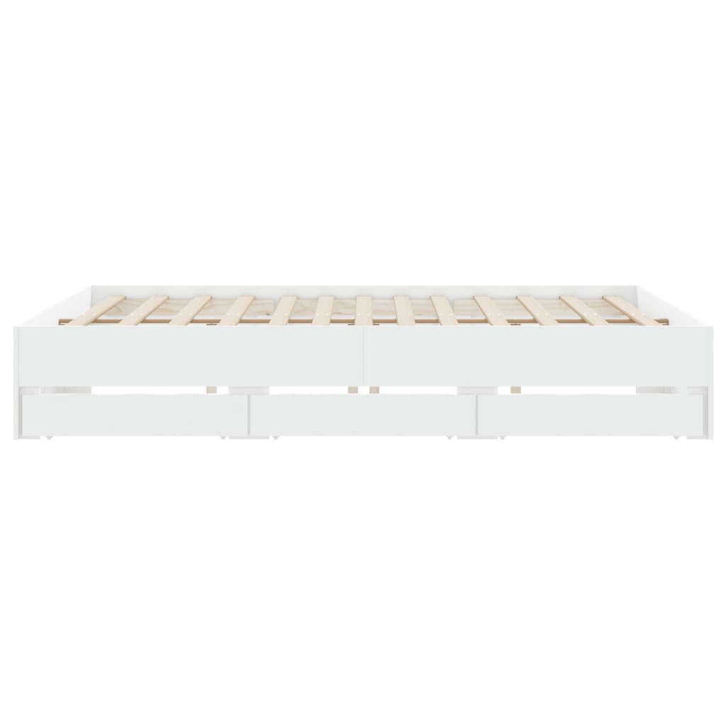 Estrutura de cama c/ gavetas 200x200cm derivados madeira branco