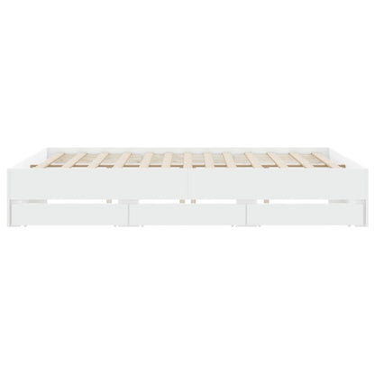 Estrutura de cama c/ gavetas 200x200cm derivados madeira branco