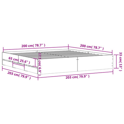 Estrutura de cama c/ gavetas 200x200cm derivados madeira branco