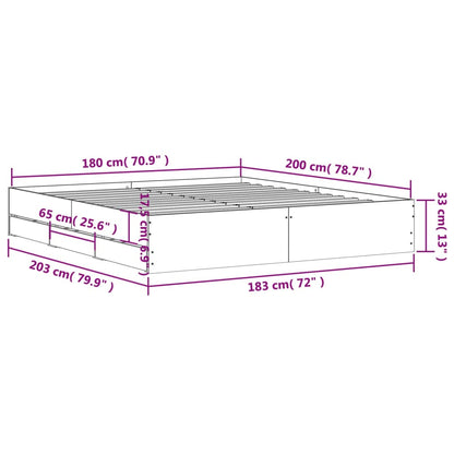 Estrutura de cama c/ gavetas 180x200cm derivados madeira branco