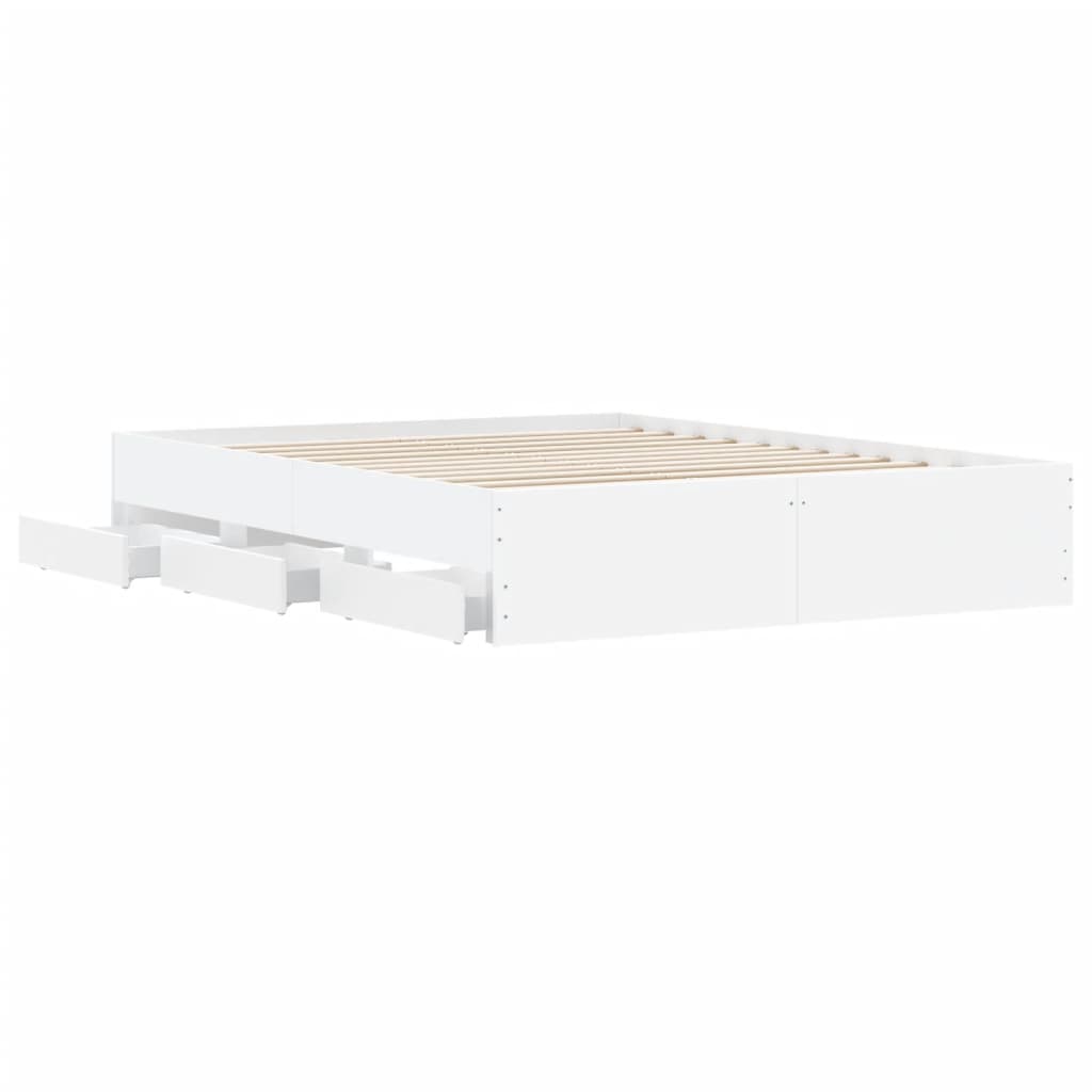 Estrutura de cama c/ gavetas 150x200cm derivados madeira branco