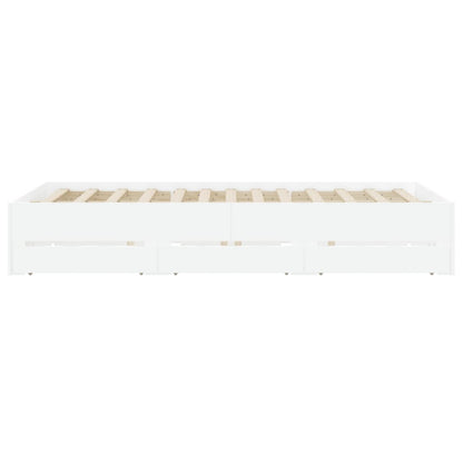 Estrutura de cama c/ gavetas 150x200cm derivados madeira branco