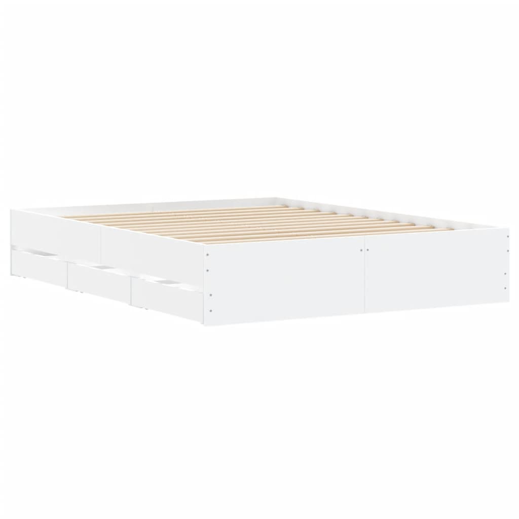 Estrutura de cama c/ gavetas 140x190cm derivados madeira branco