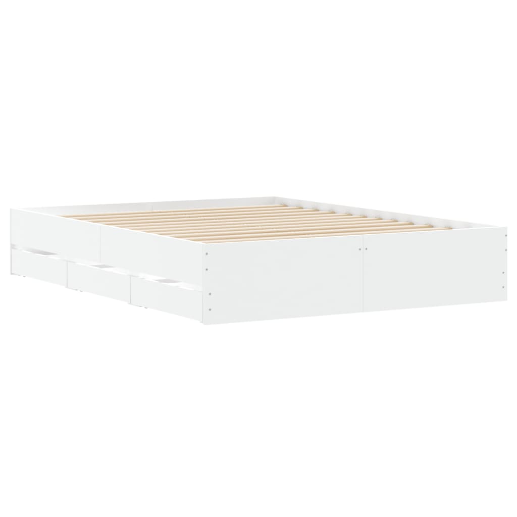 Estrutura de cama c/ gavetas 140x190cm derivados madeira branco