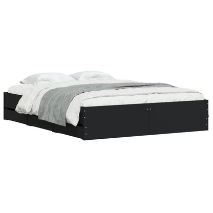 Estrutura de cama c/ gavetas 140x190 cm derivados madeira preto