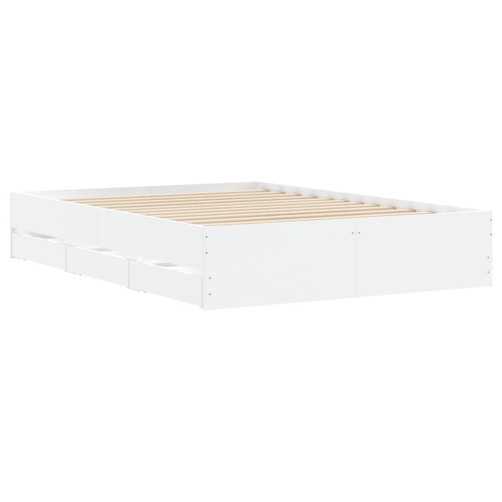 Estrutura de cama c/ gavetas 135x190cm derivados madeira branco