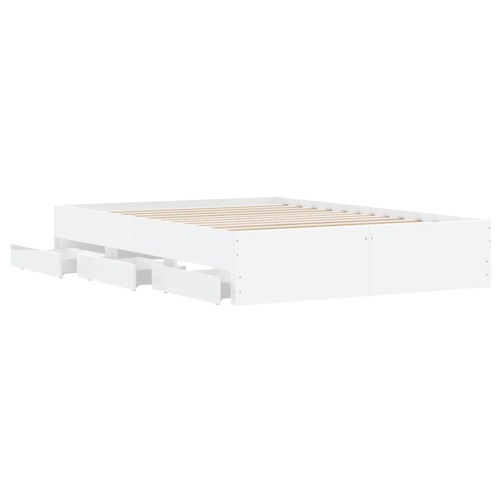 Estrutura de cama c/ gavetas 135x190cm derivados madeira branco