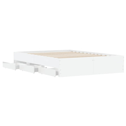 Estrutura de cama c/ gavetas 135x190cm derivados madeira branco