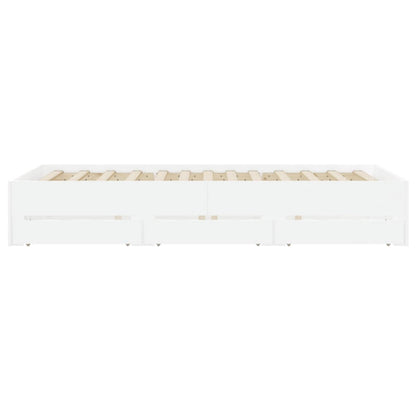 Estrutura de cama c/ gavetas 135x190cm derivados madeira branco