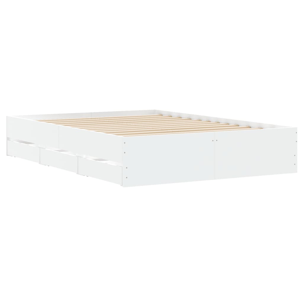 Estrutura de cama c/ gavetas 135x190cm derivados madeira branco