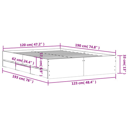 Estrutura cama c/ gavetas 120x190cm derivados de madeira branco