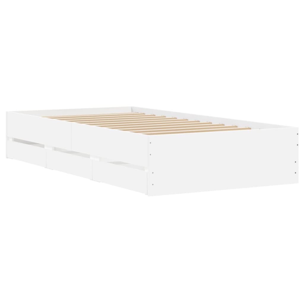 Estrutura cama c/ gavetas 90x190 cm derivados de madeira branco