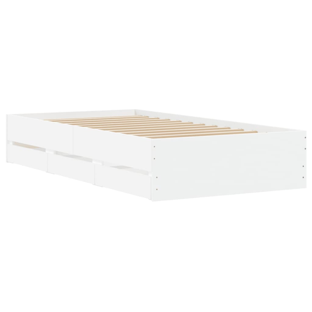 Estrutura cama c/ gavetas 90x190 cm derivados de madeira branco