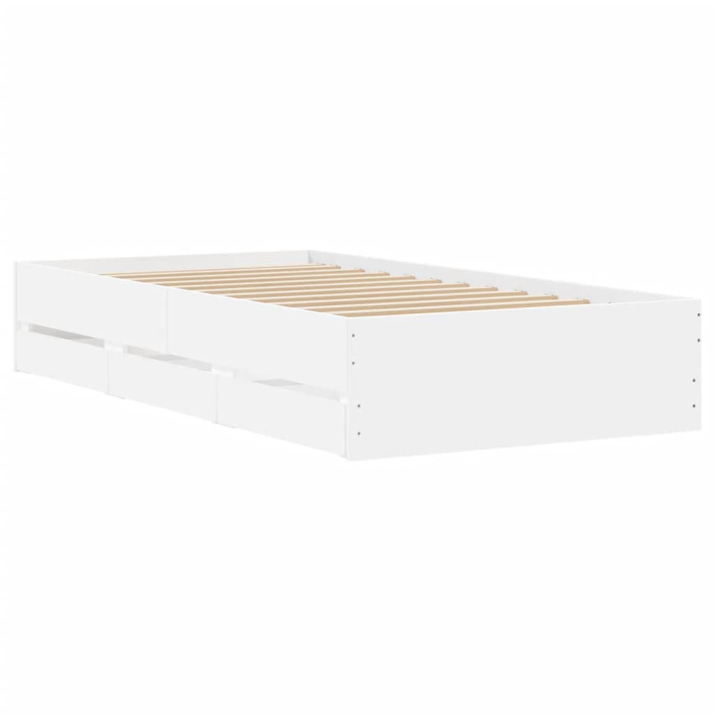 Estrutura cama c/ gavetas 75x190 cm derivados de madeira branco