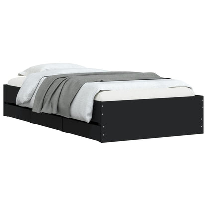 Estrutura cama c/ gavetas 75x190 cm derivados de madeira preto