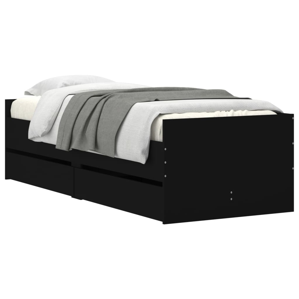 Estrutura de cama com gavetas 90x190 cm preto