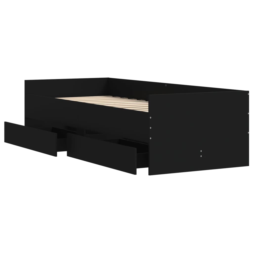 Estrutura de cama com gavetas 90x190 cm preto