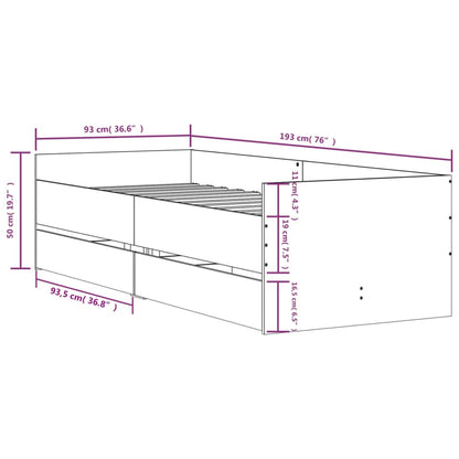 Estrutura de cama com gavetas 90x190 cm preto