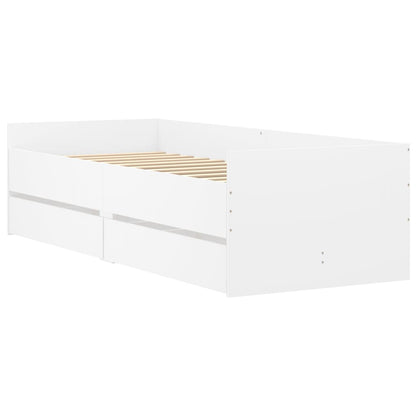 Estrutura cama de solteiro pequena c/ gavetas 75x190 cm branco