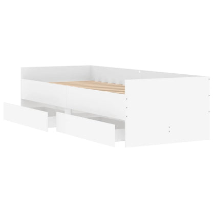 Estrutura cama de solteiro pequena c/ gavetas 75x190 cm branco