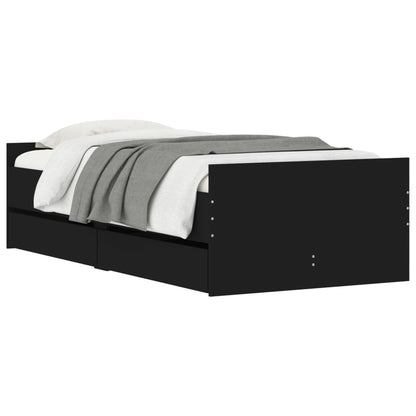 Estrutura de cama com gavetas 90x200 cm preto