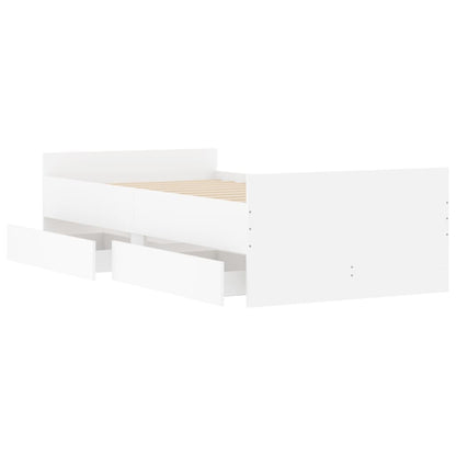 Estrutura cama de solteiro pequena c/ gavetas 75x190 cm branco