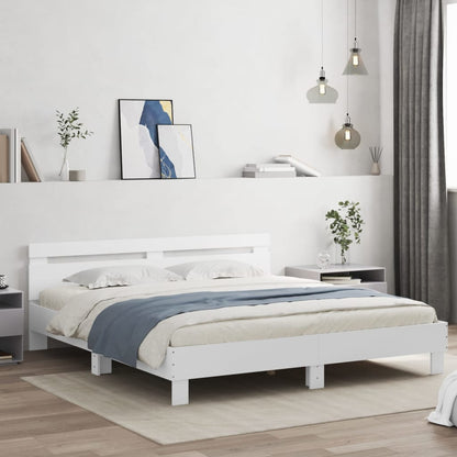 Estrutura cama c/ cabeceira 200x200 cm derivados madeira branco