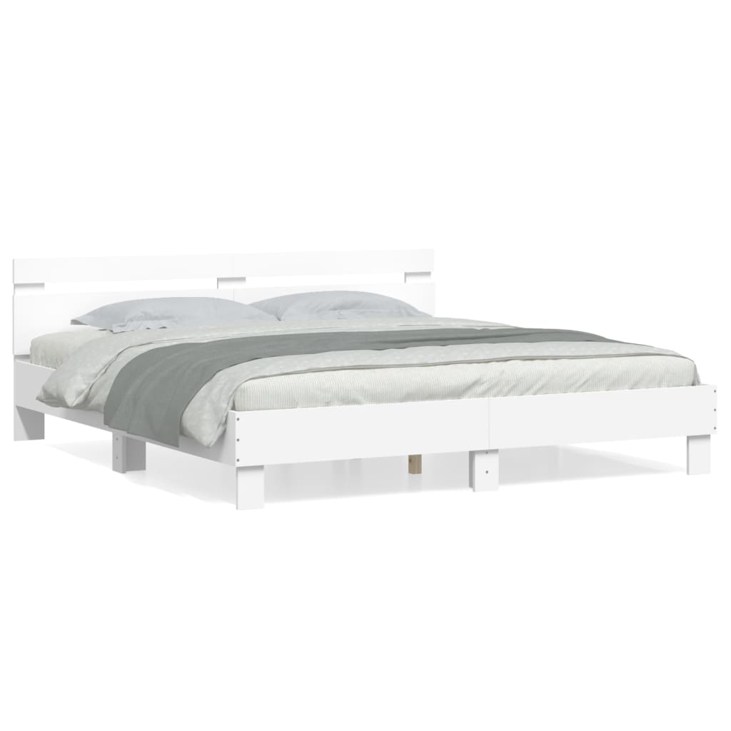 Estrutura cama c/ cabeceira 200x200 cm derivados madeira branco