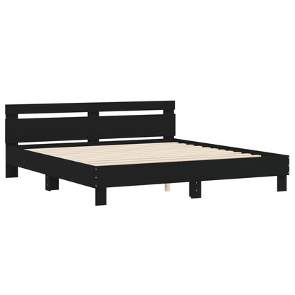 Estrutura cama c/ cabeceira 200x200 cm derivados madeira preto