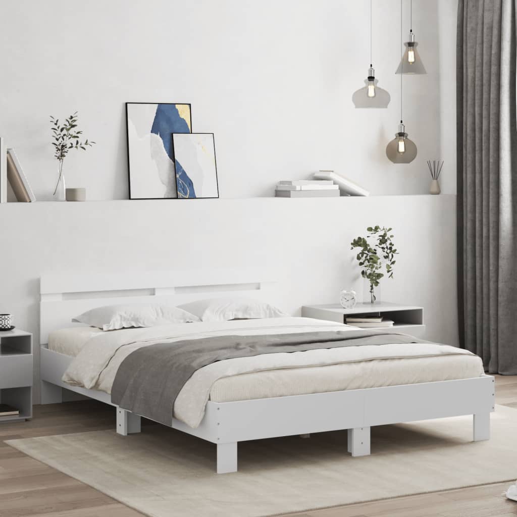 Estrutura cama c/ cabeceira 150x200 cm derivados madeira branco