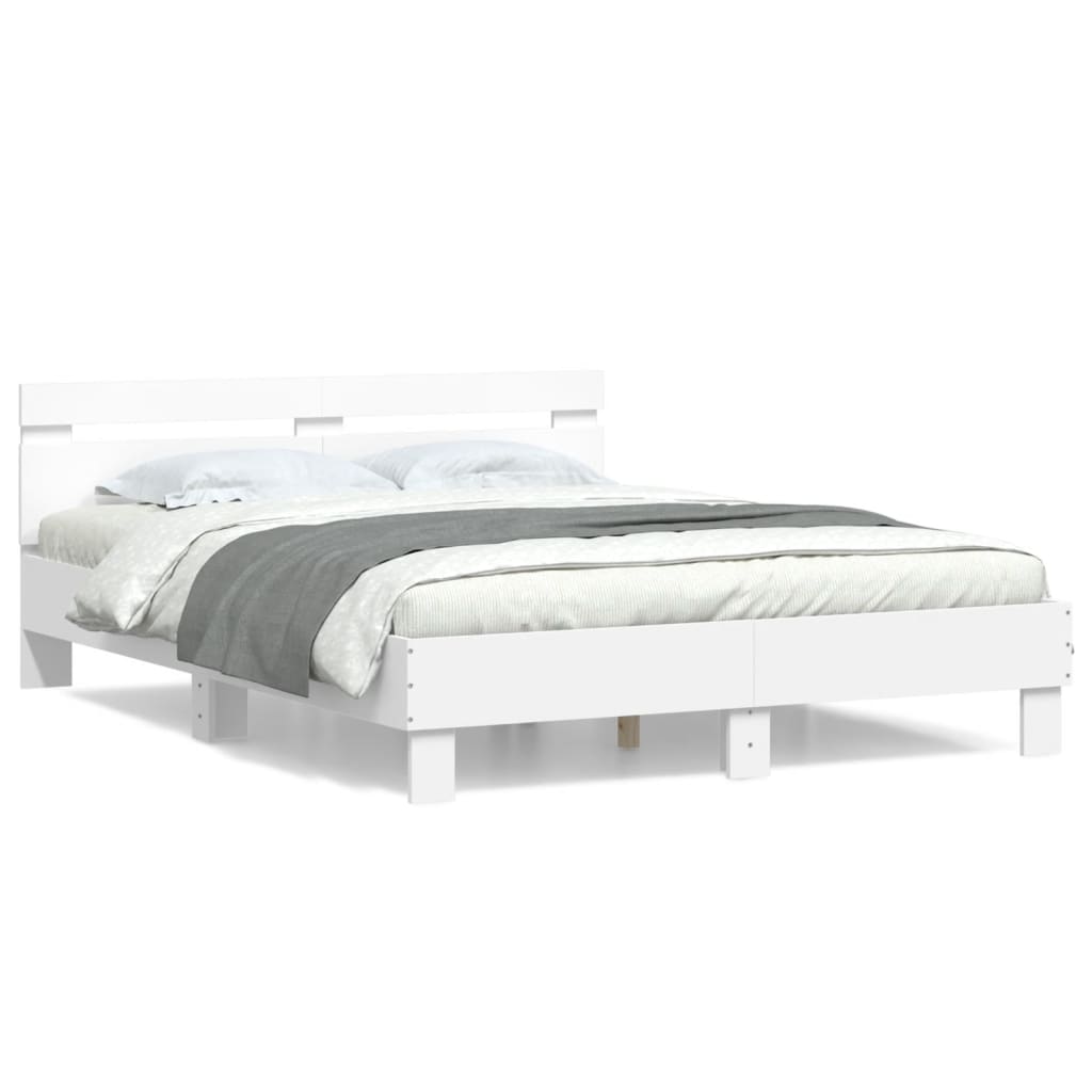 Estrutura cama c/ cabeceira 150x200 cm derivados madeira branco