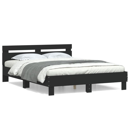 Estrutura cama c/ cabeceira 150x200 cm derivados madeira preto