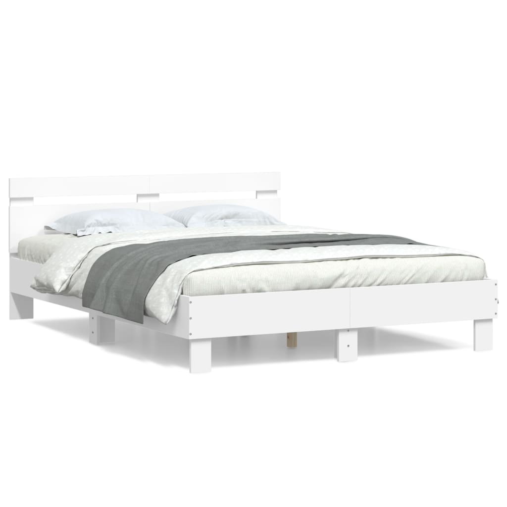 Estrutura cama c/ cabeceira 140x200 cm derivados madeira branco