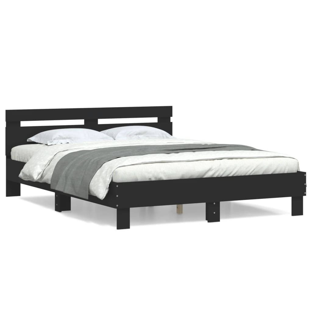 Estrutura cama c/ cabeceira 140x200 cm derivados madeira preto